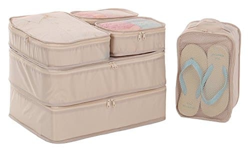 JJ POWER Travel Packing Cubes, Luggage Organizers with Shoe Bag (Cream) - Image 1