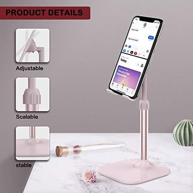 Doboli Cell Phone Stand, Phone Stand for Desk, Phone Holder Stand Compatible with iPhone and All Mobile Phones Tablet, Gifts for Adults Women Men Mom Wife, Pink - Image 4