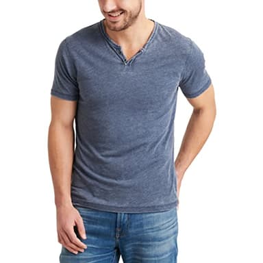 Lucky Brand mens Venice Burnout Notch Neck Tee T Shirt, American Navy, X-Large US - Image 1