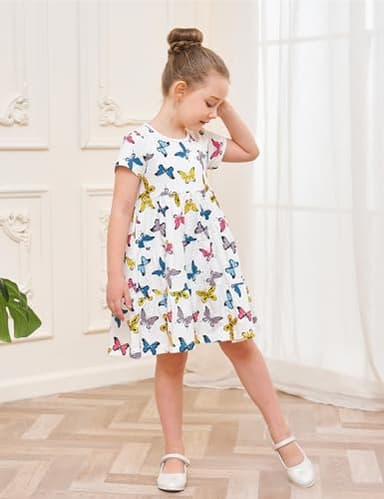 Baby Toddler Girls' Dresses Spring Easter Cotton Swing Tiered Casual Twirly Playwear Sundress Clothes Clothing Outfits with Pockets Butterfly 2t - Image 4