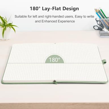 RETTACY Graph Grid Paper Notebook, 192 Pages, A5 Medium Size (5.7'' x 8.3''), 5 Squares per Inch, Leather Hardcover, 100 GSM Thick Paper, for School, Students, Math, Engineering (Light Green) - Image 6
