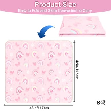 Basumee Splat Mat High Chair Mat Waterproof Baby Play Splat Mat for Under High Chair Food Catcher Highchair Mat for Floor Non Slip Bottom, Pink Rainbow, 46x42 Inches - Image 6