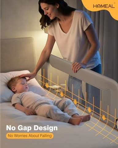 HOMEAL Bed Rail for Toddlers - 59"x24" Foldable Toddler Bed Rails for King, Queen, Twin, Full, Double Bed - Breathable Guard Rail for Toddlers with U-Shape Base, Grey, 1 Pack - Image 4