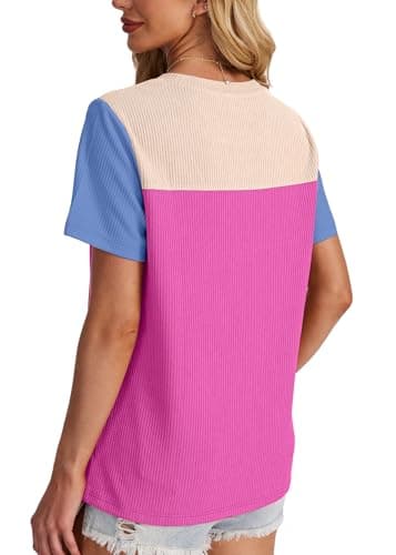 WIHOLL Cute Tops for Women Y2K Spring Shirts 2025 Summer Blouses Cruise Outfits Hot Pink S - Image 2