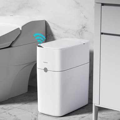 funest Sensor Bathroom Trash Can with Lid,3 Gallon Touchless Trash Bin,Plastic Slim Garbage Can Small Wastebasket for Toilet,Bedroom,Office,White - Image 7