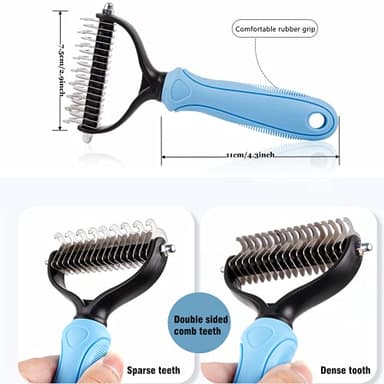 Undercoat Rake for Dogs, Long Tooth Dog Grooming Rake + Deshedding Brush Comb, Dematting Tool Set Pet Beauty Brushes for Grooming Middle Large Dog Longhair Cat Horse, German Shepherd Comb Husky Brush - Image 5