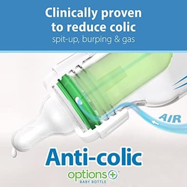 Dr. Brown's Natural Flow Anti-Colic Options+ Narrow Baby Bottle, 4 oz/120 mL, with Level 1 Slow Flow Nipple, 0m+, 4 Bottles - Image 3