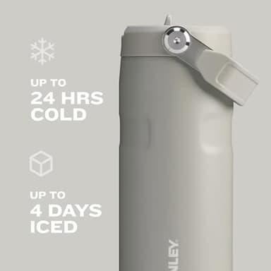 Stanley IceFlow Flip Straw 2.0 Water Bottle 24 oz | Built-In Straw for Travel and Sports | Lightweight and Leak Resistant | Insulated Stainless Steel | BPA-Free | Poolside - Image 5
