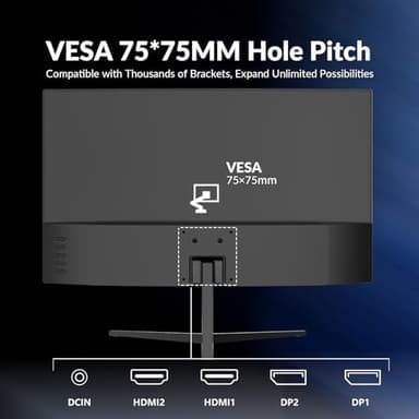 Great voell 24 Inch Curved Monitor, Full HD 1080P, 100Hz Refresh Rate, 120% sRGB, 3-Side Ultra-Slim Bezel, Blue Light Filter, HDMI VGA Inputs, for Home Office Dorm – Black - Image 4