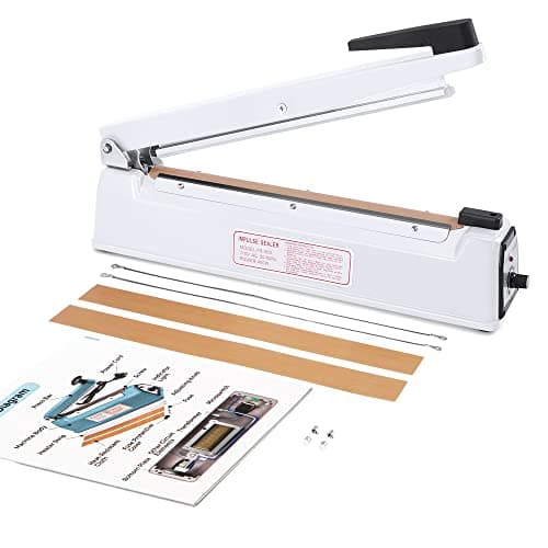 METRONIC Impulse Sealer 12 Inch, Heat Sealer Machine with Repair Kit, Manual Bag Sealer, Heavy Duty Impulse Heat Sealer for Plastic Bags, Shrink Wrap Bags (White) - Image 1