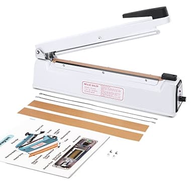 METRONIC Impulse Sealer 12 Inch, Heat Sealer Machine with Repair Kit, Manual Bag Sealer, Heavy Duty Impulse Heat Sealer for Plastic Bags, Shrink Wrap Bags (White) - Image 1
