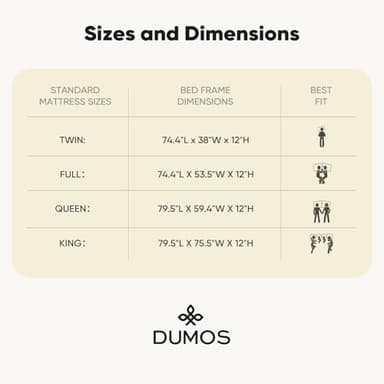 DUMOS Full Size Wood Bed Frame, 12in Wooden Platform Bed Frame Mattress Foundation with Support Slats, No Spring Needed, Storage Space Under Base, Easy Assembly, Pine - Image 3