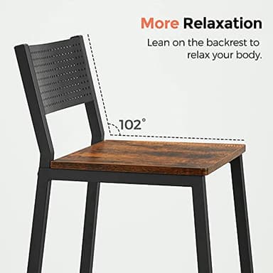 VASAGLE Bar Stools, Set of 2 Bar Chairs, Tall Bar Stools with Backrest, Industrial in Party Room, Rustic Brown and Black ULBC070B01 - Image 9