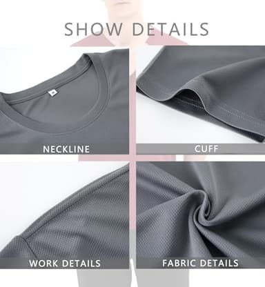 gaulupue 3 Pack Workout Shirts for Men Athletic Running Gym Short Sleeve Tee Shirts for Men (US, Alpha, Large, Regular, Regular, White/Black/Sapphire) - Image 5