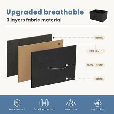 DUMOS TV Stand Dresser for Bedroom with 5 Fabric Drawer,Entertainment Center for 45 inch Television, Media Console Table with Storage, Open Shelf, Adjustable Feet, Living Room Furniture, Black - Image 5