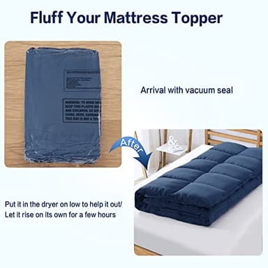 SOPAT Mattress Topper King Size Extra Thick Mattress Pad 8-21" Deep Pocket Soft Down Alternative Fill Mattress Protector Pillow Top Mattress Cover (78x80 Inches, Navy Blue) - Image 7