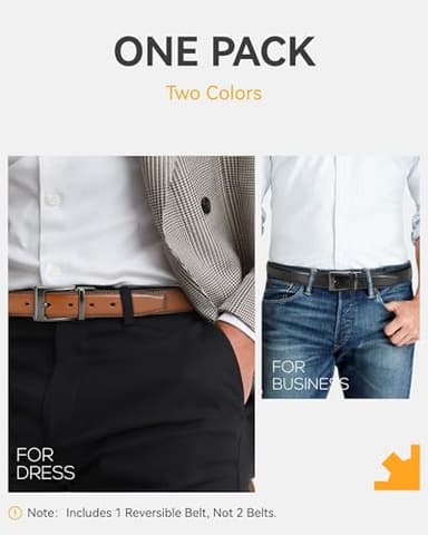 CHAOREN Mens Belts Leather 1 Pack - 1.25" Reversible Belts for Men for Dress Pants - One Belt, Two Colors - Image 2