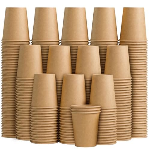 Clawsoff 180 Pack 8 oz Paper Cups, Brown Kraft Disposable Paper Coffee Cups, Unbleached Paper Cups for Hot/Cold Beverage Party, Picnic, Travel, and Events. - Image 1