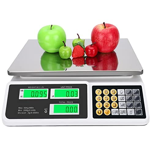 Price Computing Scale 88lb/40kg LCD Digital Commercial Price Scale with Stainless Steel Platform,Produce Scale & Food Scale for Farmers Market, Retail Outlets, Meat Shop (Flat Plate) - Image 1
