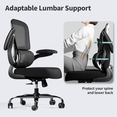 TRALT Office Chair - Ergonomic Desk Chair with Adjustable Lumbar Support, Mesh Computer Chair, Executive Chairs for Home Office Comfortable Lumbar Support (Black) - Image 9