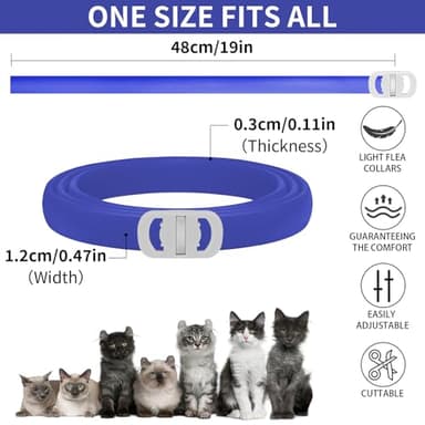 4 Pack Flea Collar for Cats, 32 Months Flea and Tick Prevention for Cats, Waterproof Cat Flea Collar, Natural Cat Flea and Tick Treatment, Adjustable Flea and Tick Collar for Cats Kittens(Blue&Pink) - Image 7