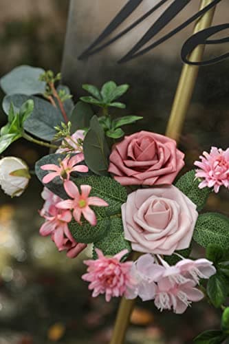 YYHUAWU Artificial Flowers Combo Box Set Gradient Color Flower Leaf with Stems for DIY Wedding Bouquets Centerpieces Baby Shower Party Home Decorations (Gradient Rosy Red) - Image 6