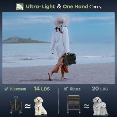 Hikemoon 34'' Extra Long Collapsible Wagons Carts Foldable, 360LBS Heavy Duty Folding Beach Wagon Cart with Wheels, Portable Utility Outdoor Wagon for Grocery, Shopping, Garden, Sports, Camping, Black - Image 3