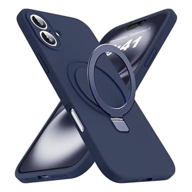 SKYLMW Designed for iPhone 16 Case with Magnetic Invisible Stand Compatible with Mag-Safe Military Drop Tested Shockproof Silicone Phone Cases for Women Men 6.1'', Dark Blue - Image 1