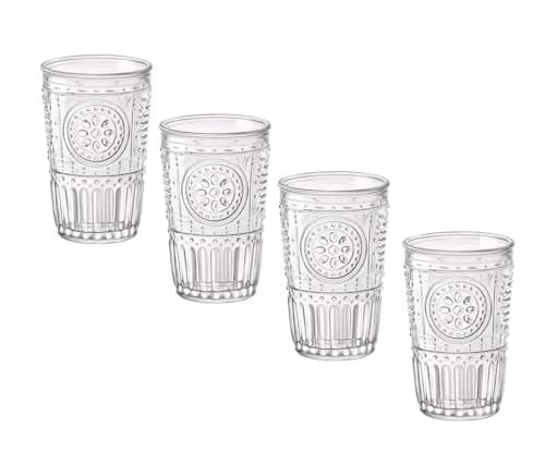 Bormioli Rocco Romantic Water Glass [Set Of 4] | 10.25 oz Premium Glass Set For Refreshments, Soda & Beverages | Italian Quality Glassware, Perfect For Dinner Parties, Bars & Restaurants - Image 1