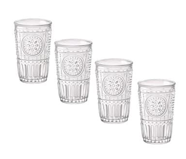 Bormioli Rocco Romantic Water Glass [Set Of 4] | 10.25 oz Premium Glass Set For Refreshments, Soda & Beverages | Italian Quality Glassware, Perfect For Dinner Parties, Bars & Restaurants - Image 1