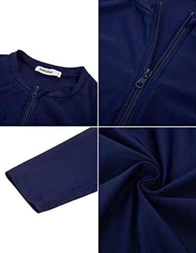 Rash Guard Swimwear Set for Women Long Sleeve 3 Piece UPF 50+ Surfing Swim Tee SPF Shirts with Built in Bra Dark Blue S - Image 6