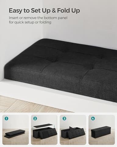 SONGMICS MAZIE Collection - 43 Inches Folding Storage Ottoman Bench, Ottoman Foot Rest, End of Bed Bench, Storage Chest, Load 660 lb, for Living Room, Bedroom, Entryway, Ink Black ULSF077B01 - Image 7
