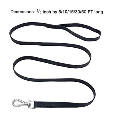 Waterproof Dog Training Leash 50FT 30FT 15FT 10FT 5FT Heavy Duty Recall Long Lead for Large Medium Small Dogs (15FT, Black) - Image 6