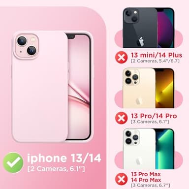 GolbinBox Magnetic for iPhone 13 Case & iPhone 14 Case, Compatible with MagSafe, [Soft Anti-Scratch Microfiber Lining], Slim Liquid Silicone Shockproof Protective Phone Case 6.1 inch, Chalk Pink - Image 2