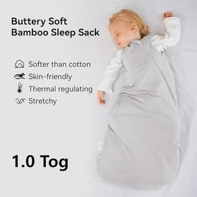BubblePanda Rayon Made from Bamboo Sleep Sack 6-12 Months 1.0 Tog Soft Toddler Sleeping Sack for Babies 2-Way Zipper Baby Wearable Blanket - Image 2