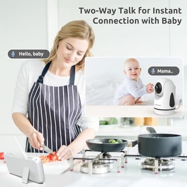 HelloBaby Video Baby Monitor with Upgraded 6” IPS Large Screen, Split Screen with 2 Cameras, Night Vision and Temprature Monitoring, Remote Pan-Tilt-Zoom Camera, No-WiFi - Image 5