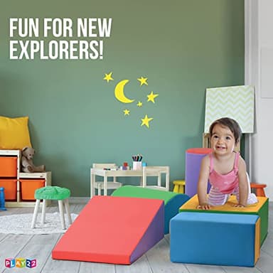 Play22 Soft Climbing Toys for Toddlers Indoor - 5 PC Baby Foam Climbing Blocks, PU Leather Gym Climb and Crawl Play Set Waterproof and Easy to Clean - Image 3