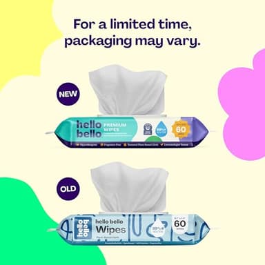 Hello Bello Extra Gentle Unscented Baby Wipes, Plant Based, Made with 99% Water and Aloe for Babies and Kids, 720 Count - Image 3