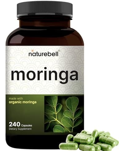 NatureBell Pure Moringa Capsules | Made with Moringa Powder Organic, 240 Capsules – Green Superfood, Skin Health, & Immune Support – Non-GMO, Gluten Free, 4 Month Supply - Image 1