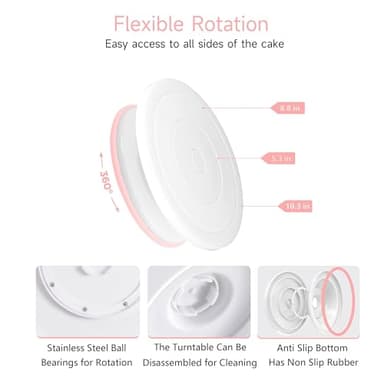 Cake Decorating Kit,137pcs Cake Decorating Supplies with Cake Turntable for Decorating,Pastry Piping Bag,Russian Piping Tips Baking Tools, Cake Baking Supplies for Beginners(Light Pink) - Image 7