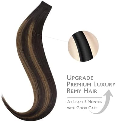 WENNALIFE Invisi Edge Tape in Hair Extensions Human Hair, 18 Inch 50g 20pcs Balayage Dark Brown Mixed Chestnut Brown Invisible Luxury Remy Hair Extensions Natural Seamless Injected Tape Ins Straight - Image 6