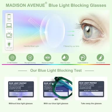 Madison Avenue Blue Light Blocking Glasses Oversized Fashion Blue Light Glasses for Women Anti Eyestrain & UV Protection Computer Eyeglasses (Green) - Image 6