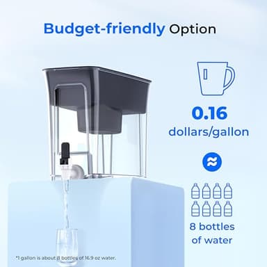Waterdrop 35-Cup Slim Water Filter Dispenser, Large Capacity, 200-Gallon Long-Life, Faster Filtration, Reduces Chlorine, PFOA/PFOS and More, BPA Free, Black (with 1 Filter) - Image 8
