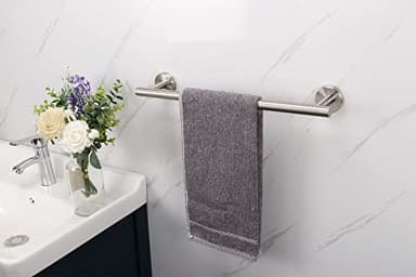 TocTen Bath Towel Bar - Thicken SUS304 Stainless Steel Bathroom Towel Holder, Towel Rod for Bathroom Heavy Duty Wall Mounted Towel Rack Hanger (16IN, Brushed Nickel) - Image 3