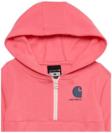 Carhartt Girls' Long-Sleeve Half-Zip Hooded Sweatshirt, Pink Lemonade, 12 Months - Image 3