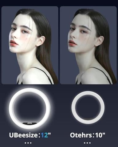 UBeesize 12" Ring Light Tripod for iPhone with Overhead Phone Mount Holder, Ring Lights with Stand and Camera Mounts for Photography/Live Streaming/TikTok/YouTube Content Creation - Image 2