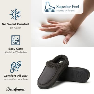 Dearfoams mens Indoor/Outdoor Breathable Memory Foam Clog Offered in Wide Widths Slipper, Pavement, X-Large Wide US - Image 5