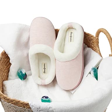 Dearfoams Women's Olive Memory Foam Sweatshirt Clog Slipper, Pale Mauve, Large - Image 6