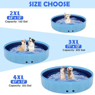 87" Large Dog Pool with Sprinkler, 2-in-1 Foldable Swimming Pool Non-Slip Hard Plastic Splash Sprinkler Kiddie Pool for Outdoor Backyard Kids Dogs Ducks and Pet Baths - Image 2