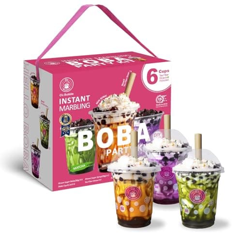 O's Bubble Boba Tea Kit - Bubble Tea Kit - All in One Boba Kit for Boba Tea Lovers - Boba Party Kit for Boba Drinks - Boba Kit for Kids - 6 Servings Includes Cups, Straws, Stirrer (Party Kit Variety Pack Upgrade) - Image 1